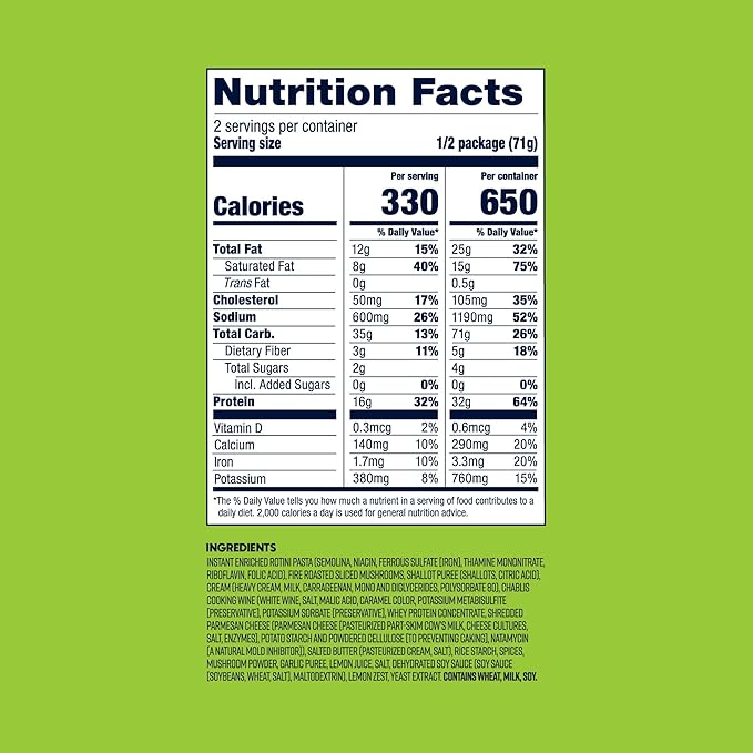 BIGHORN Mountain Food Vegetarian Creamy Mushroom Pasta - contains 4 packs | 8 servings | 128g Protein | 2,600 Calories - premium freeze dried meals for backpacking food - vegetarian backpacking meal - ideal camping meals just add water - great taste
