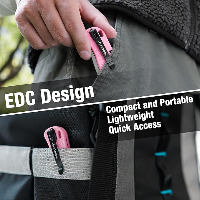 FLISSA 4.5" Folding Pocket Knife, Lightweight EDC Pocket Knife with Axis Lock, 3.2" AUS-8 Steel Blade, Sharp Camping Hiking Knife with Pocket Clip, Unique Tool Gift for Men, Dad (Pink)