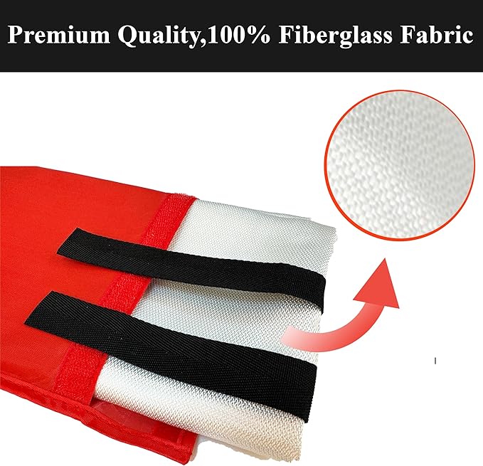 Crystal Lemon Fire Blanket 4-Pack - 39x39 Emergency Fire Extinguisher Blankets for Kitchen and Home Safety - Large, Durable Glass Fiber Fire Suppression Cloths