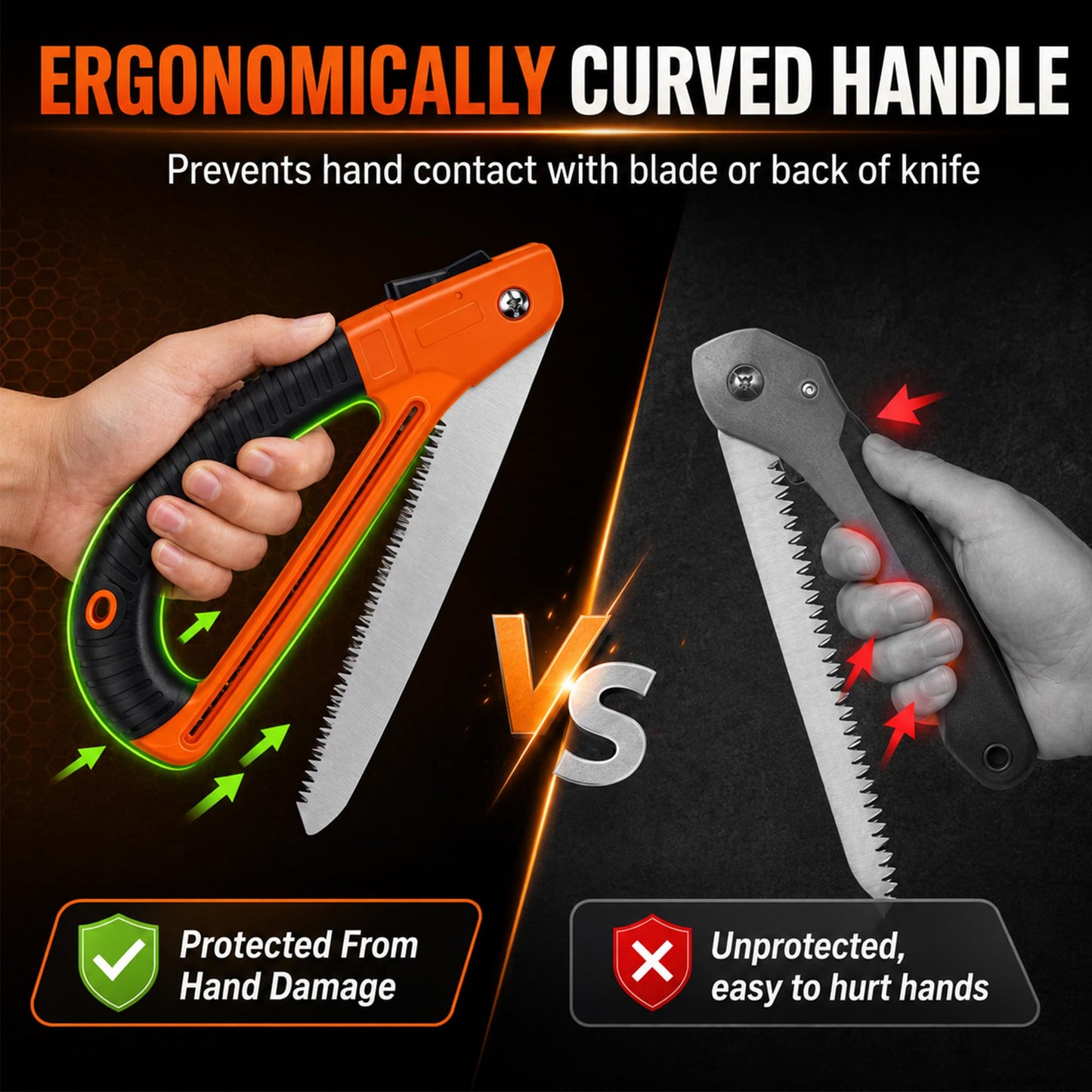 RYLVORN Camping Saw with Upgraded Hand Guard and SK5 Blade