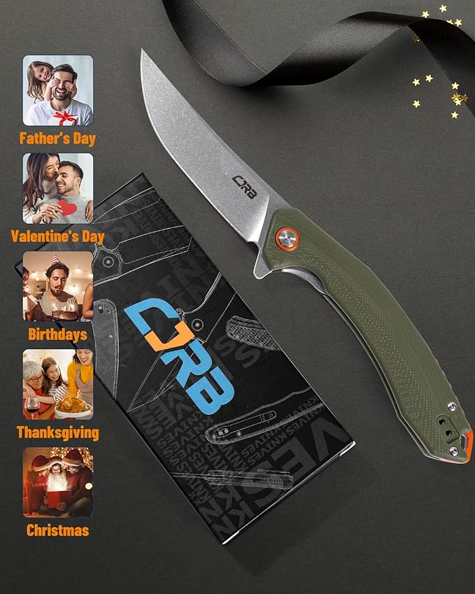 CJRB CUTLERY Folding Knife Gobi (J1906) AR-RPM9 Steel G10 Handle EDC Knife Pocket Knife for Men Green Handle