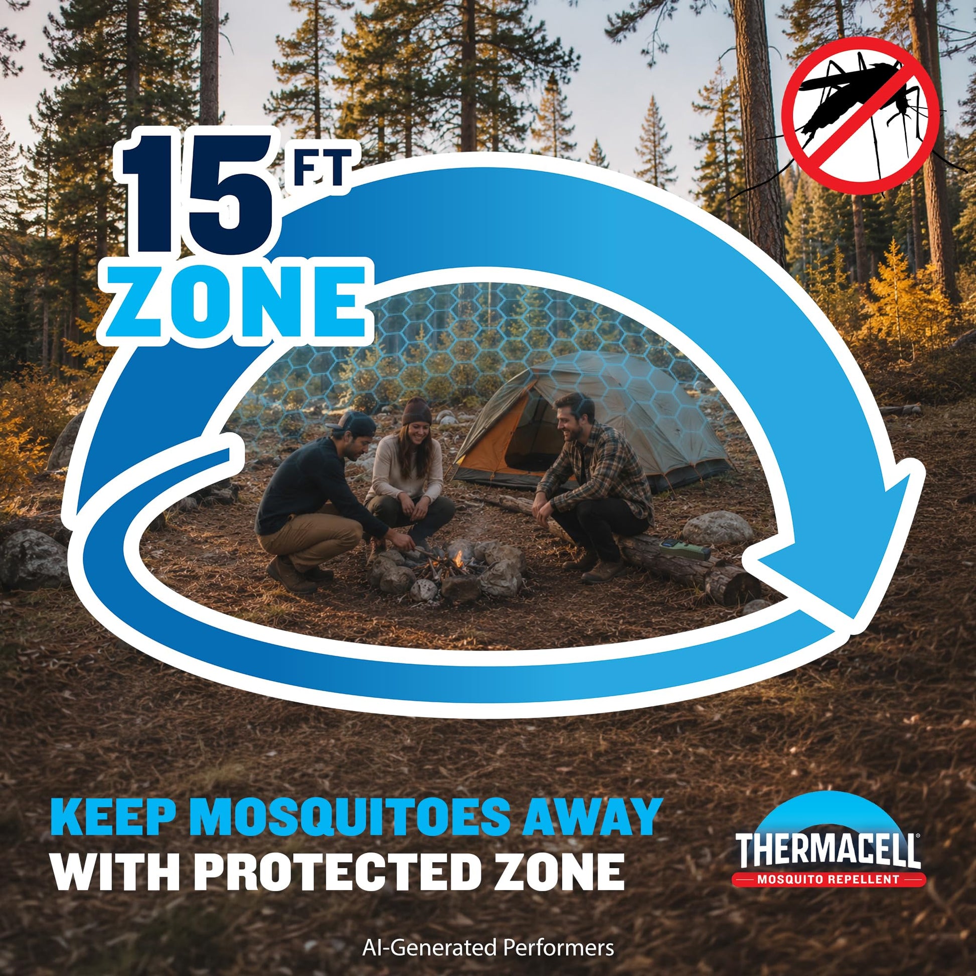 Thermacell Mosquito Portable Repeller; Includes 12-Hour Refill; 15 Foot Zone of Protection; Highly