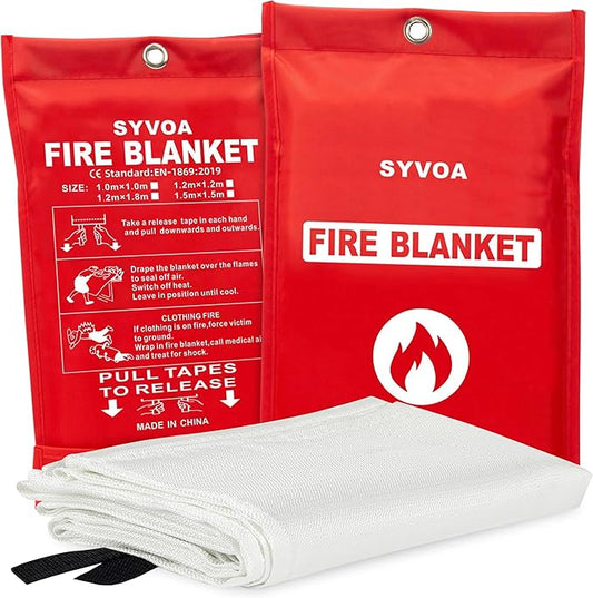 Emergency Fire Blanket for Home and Kitchen - 2-Pack Reusable Emergency Blankets | Fireproof Fibreglass Survival Fire Blankets Emergency for Home | Lightweight Rapid Fire Suppression Blanket - 40"x40"
