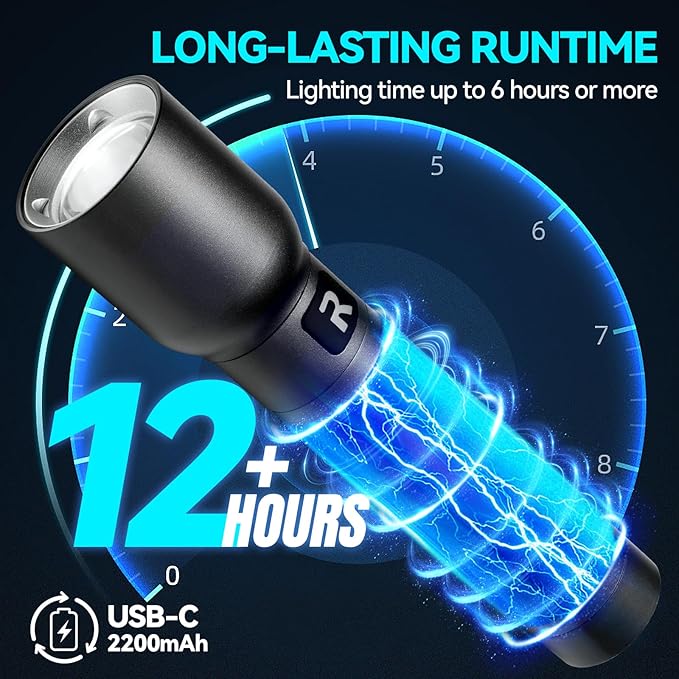 Rechargeable Flashlights High Lumens with Magnetic Base 10000 Lumen Bright LED Tactical Flashlight 3 Modes Zoomable Waterproof Compact Handheld Flash Light for Home Camping Outdoor Repairing