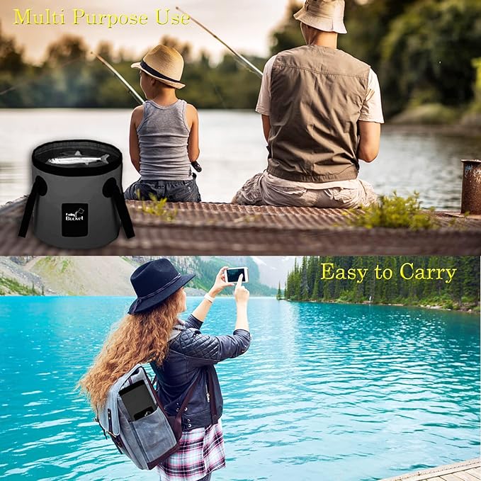 Esthesia Collapsible Bucket, 5 Gallon Portable Folding Water Container for Travelling, Camping, Hiking, Fishing, Gardening
