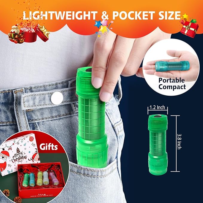KunHe 15 Pack Glow in Dark Flashlights Mini Flashlight for Kids Bulk Flashlights with Batteries Included for Teaching Kids Birthday Party Christmas Gifts Stocking Stuffers