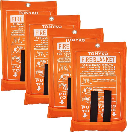 TONYKO Emergency Fire Blanket for Home and Kitchen - Orange - Fire Suppression, Fiberglass Fireproof