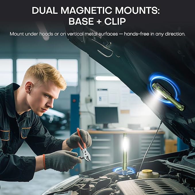 EDC Flashlight Rechargeable,800 Lumen Small Flashlight with Magnetic Clip & Base, 11 Modes LED Flashlight,Glass Breaker&Bottle Opener, USB-C Flashlight for Working,Home and Emergency