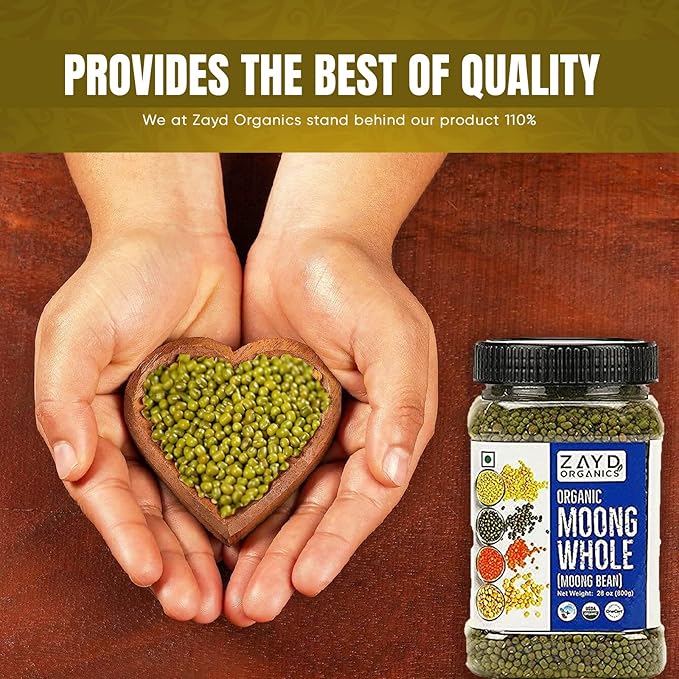 Zayd Organics Moong Whole 1.75lbs (800g) Green Mung Beans