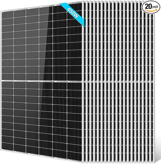 SUNGOLDPOWER 20PCS 450W Monocrystalline Solar Panel,Grade A Solar Cell, Waterproof IP67,High Efficiency PV Module for RV,Home,House,Boat,Farm,Off Grid and On Grid System (20PCS)
