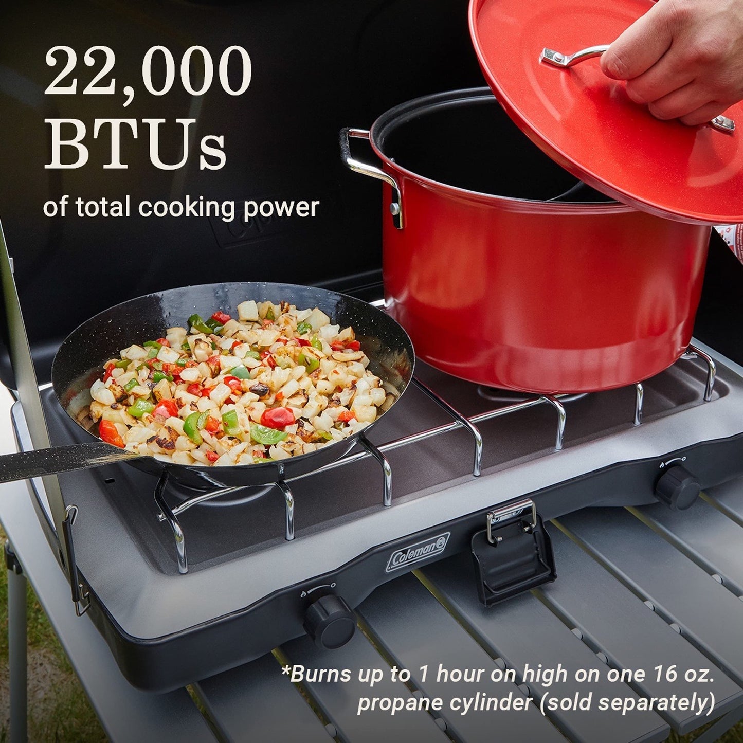 Coleman Triton 2-Burner Propane Stove, Portable Camping Cooktop with 2 Adjustable Burners & Wind