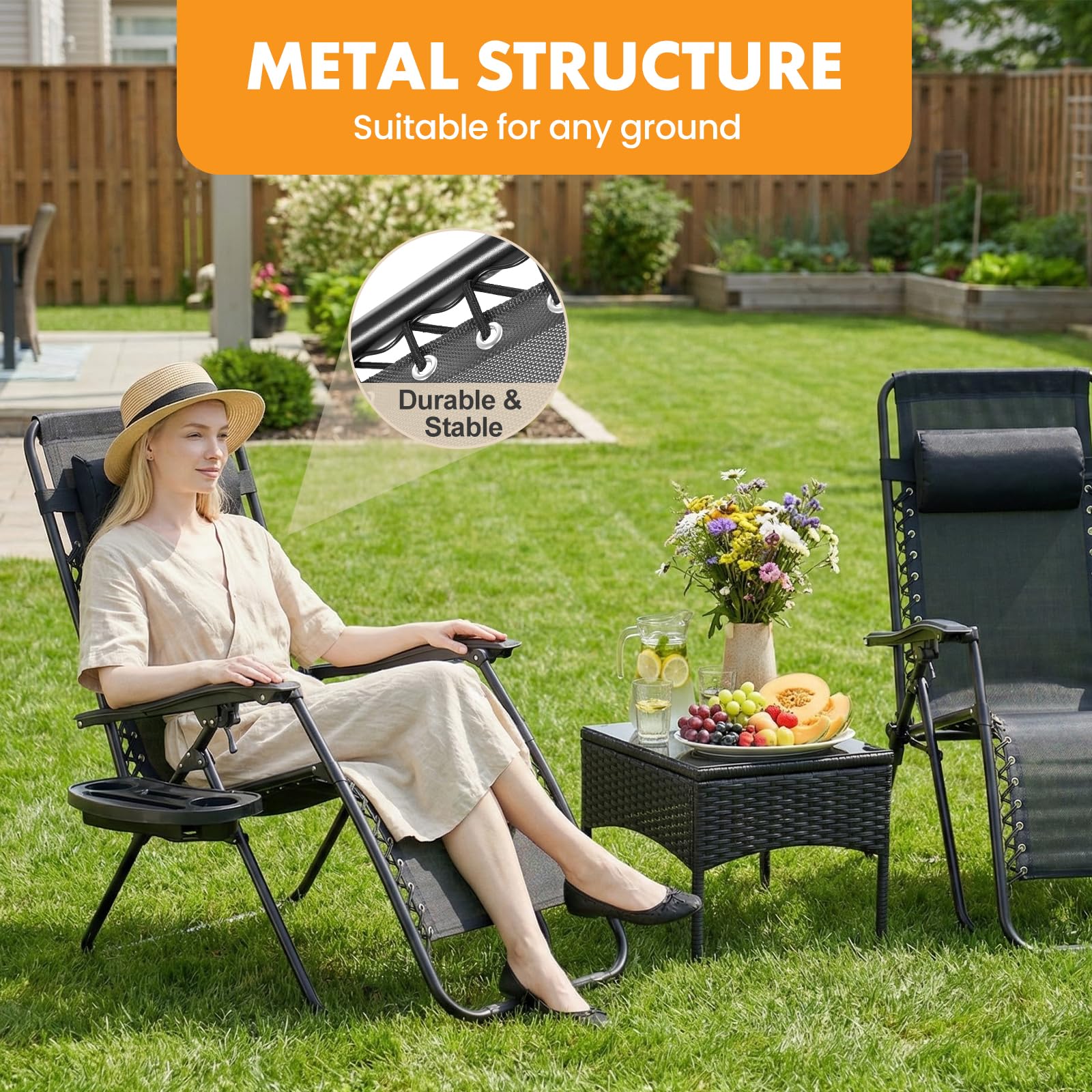 NEWBULIG Zero Gravity Chairs Set of 2, Lounge Chair Folding Portable Adjustable Camping Reclining