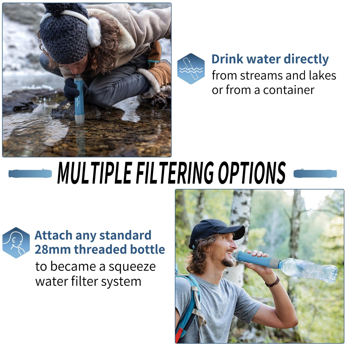 Yuclet Emergency Water Filter Straw for Survival, Camping & Hiking, 4 Pack