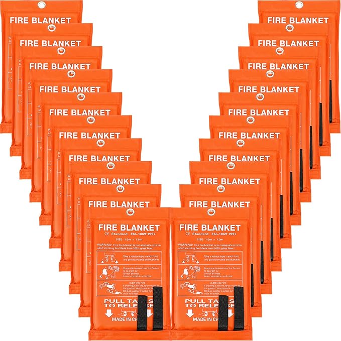 Macarrie 20 Pack 39??x 39??Fire Blanket Emergency for Home and Kitchen Safety Suppression Blanket Fiberglass Fireproof Survival for Fireplace Car Office Camping (Orange)