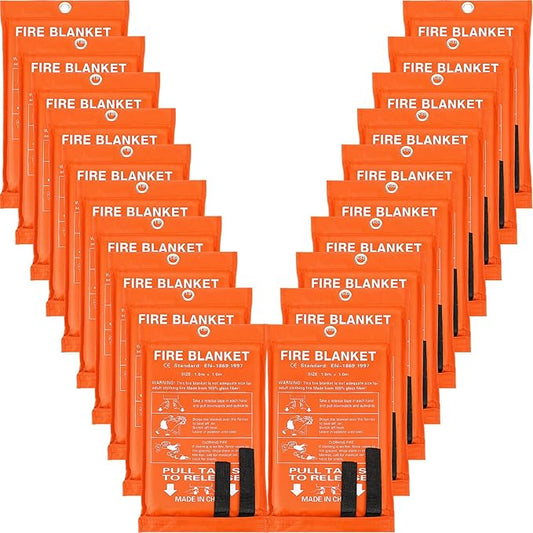 Macarrie 20 Pack 39??x 39??Fire Blanket Emergency for Home and Kitchen Safety Suppression Blanket Fiberglass Fireproof Survival for Fireplace Car Office Camping (Orange)