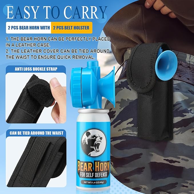 1.4oz Bear Horn Self Defense 123dB Loud Air Horn Audible up to 1/2 Mile Safety Air Horn for Wild Animals Bear Alarm for Hiking Climbing Camping and Outdoor Protection