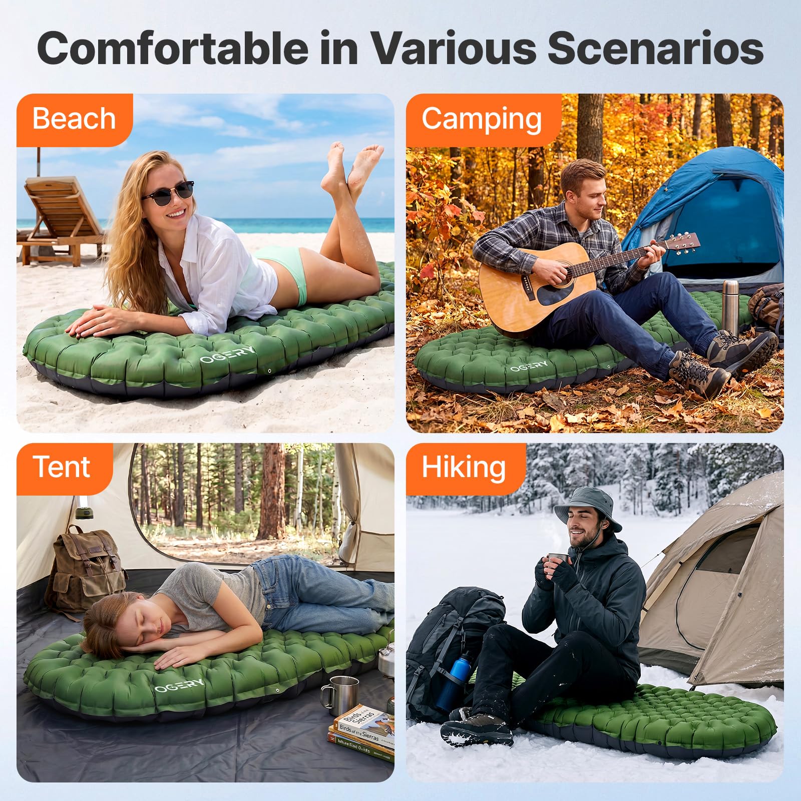 OGERY Sleeping Pad for Camping, R-Value 9.0 Insulated Sleeping Pad