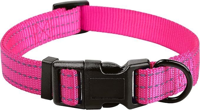 Mile High Life Dog Collar | Nylon Reflective Dog Collars | Light Weight Puppy Collars | Pink Dog Collars for Small Dogs (Solid Pink, X-Small)