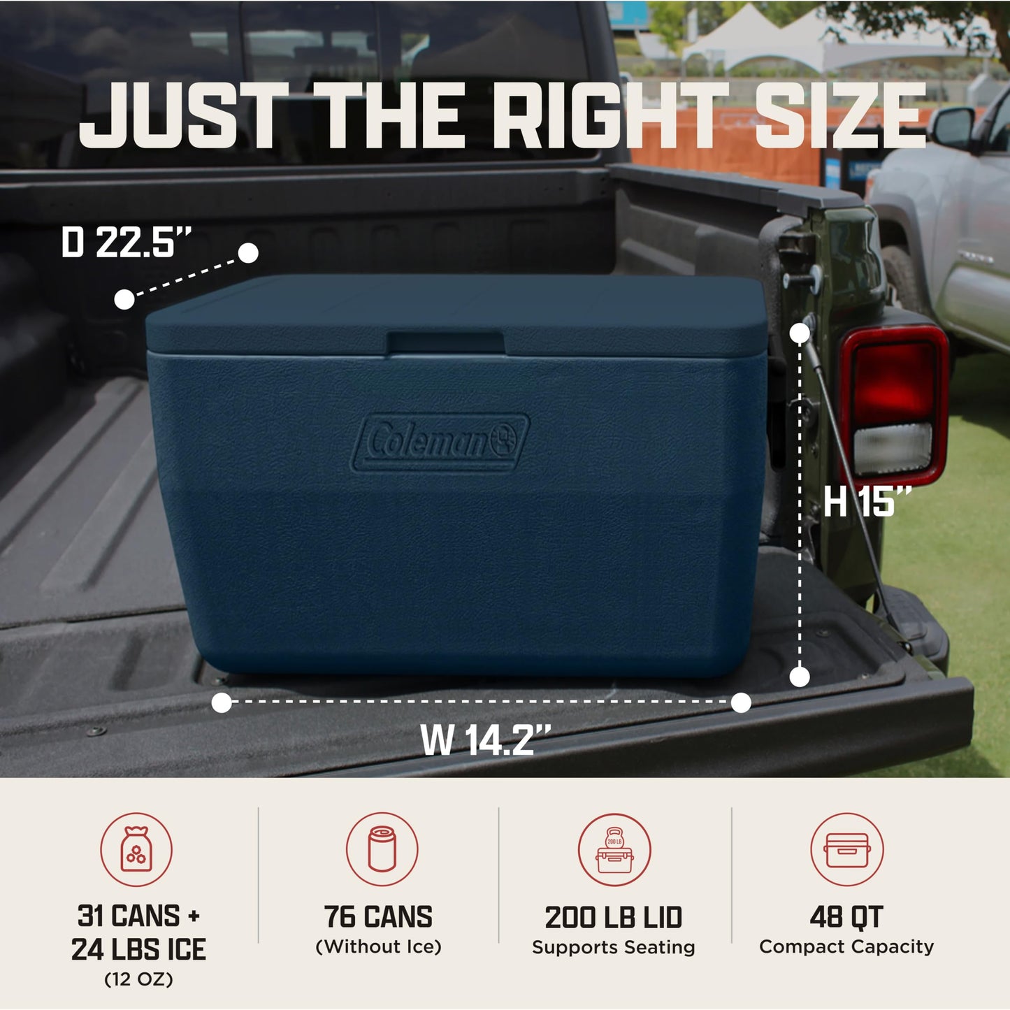 Coleman Chiller 48qt Portable Cooler with Ice Retention and 2-Way Heavy Duty Handles, Leak