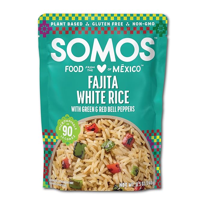 SOMOS Fajita White Rice - Gluten Free, Vegan, Non-GMO & Microwavable - Authentic Mexican Flavor, Healthy & Convenient Meal - Perfect for Burrito Bowls, Tostadas & More | 8.8 oz (Pack of 6)