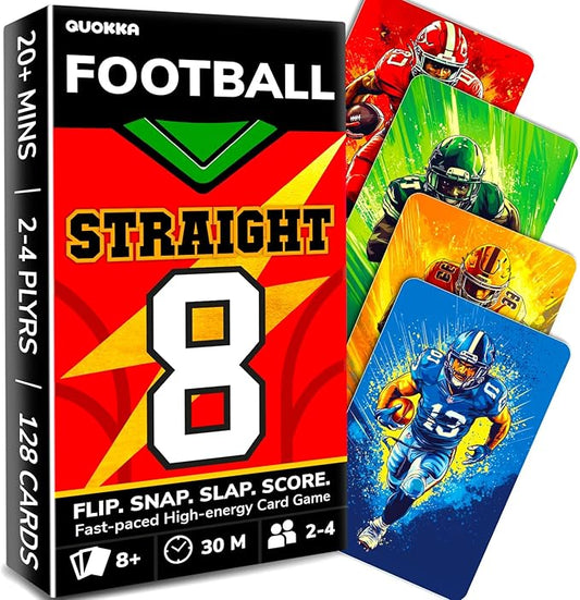 QUOKKA Football Fast-Paced Card Game for Kids & Adults ??128 Cards & Easy Rules ??Quick & Fun Matching Game ??2-8 Players ??Ages 8+ ??Perfect for Family Games Night, Travel and Parties