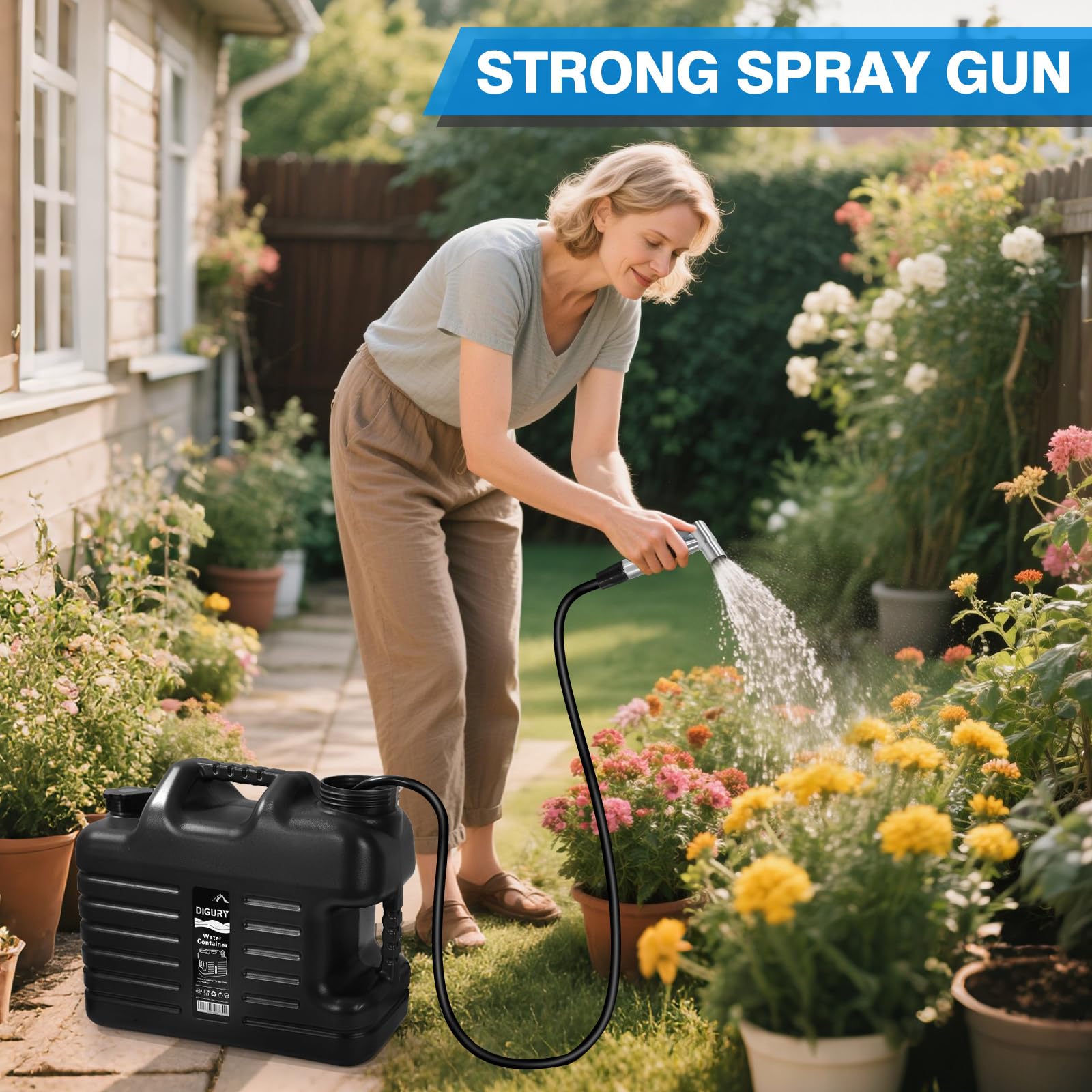 Portable Camping Shower with 5 Gallon Water Jug, 6000mAh Rechargeable Outdoor Camping Shower Kit