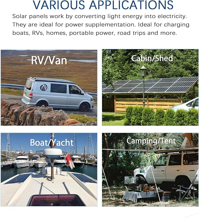 Flexible Solar Panel kit 100W 12V, monocrystalline Solar Panel10A Charge Controller,Extension Cable,Y-Type Connector for Off Grid RV, Boat,Cabin,Home Uneven Surfaces (100W Solar KIT White)