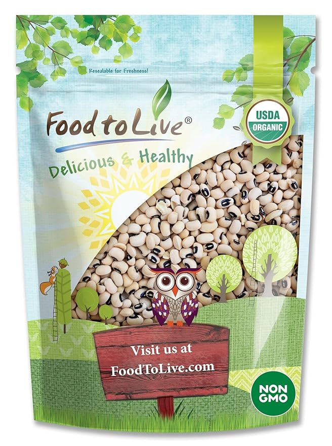 Food to Live Organic Black-Eyed Peas, 3 Pounds ??Raw Dried Cow Peas, Non-GMO, Bulk Beans, Product of the USA