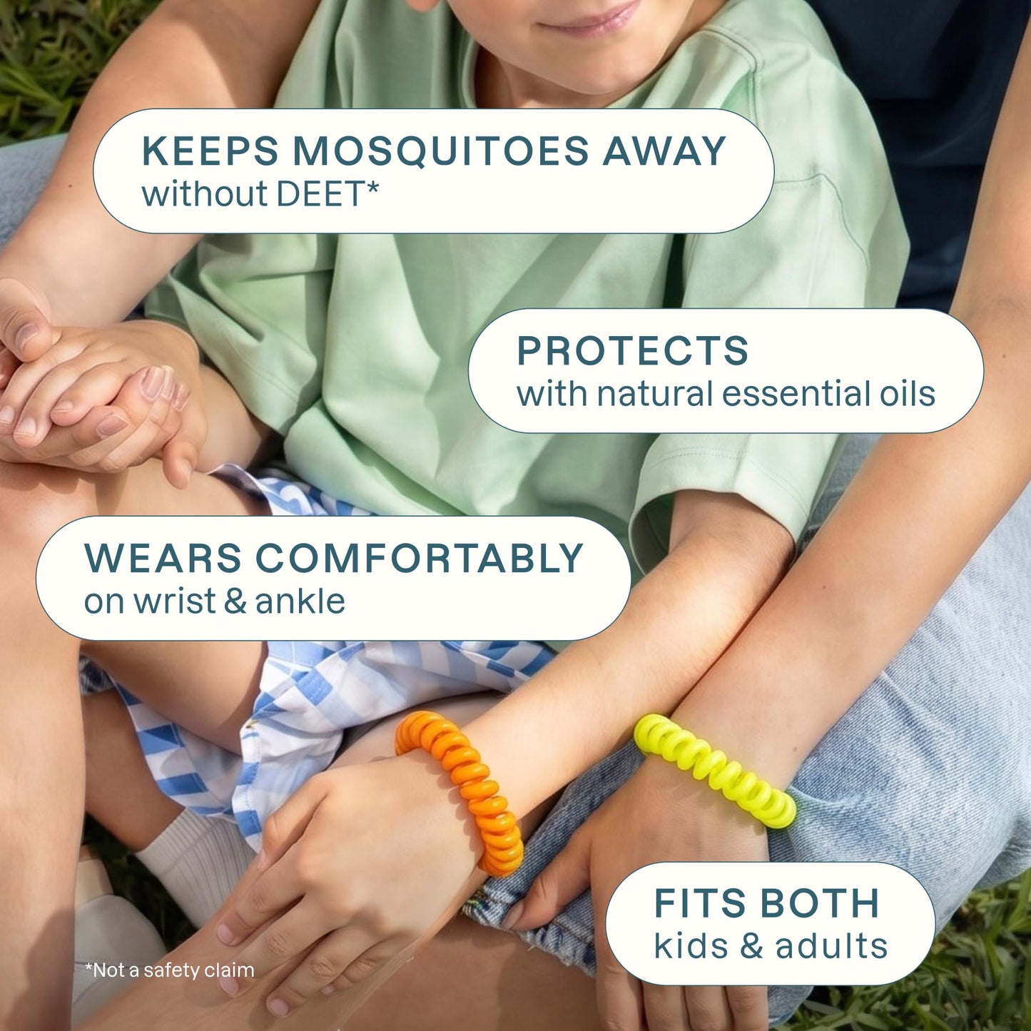 Cliganic 10 Pack Mosquito Repellent Bracelets for Adults & Kids - Natural DEET-Free Bands