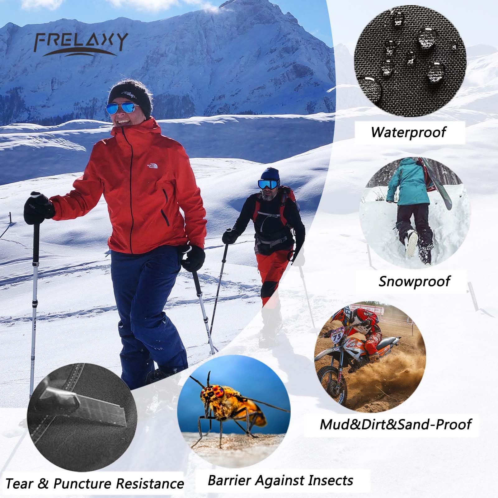 Frelaxy Leg Gaiters 100% Waterproof Hiking Gaiters, Hunting Gaiters with Upgraded Rubber Foot
