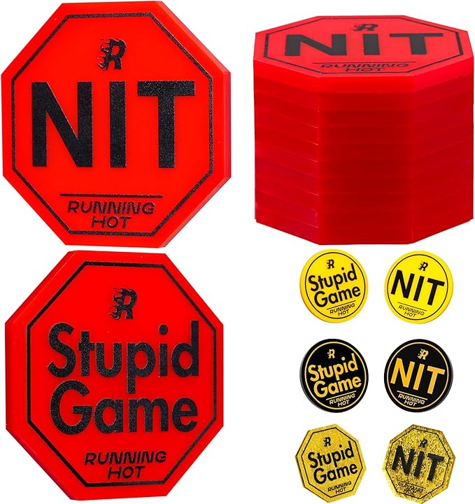 RUNNING HOT Nit Button Set for Texas Hold'em & Omaha Poker (Pack of 10) - Professional Chips for The Stand-Up Game - Enhance Your Play
