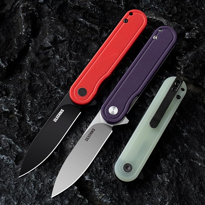 G040 Pocket Knife, 2.75'' D2 Steel Blade G10 handle, Small EDC Knife with Pocket Clip for Men Women, 2.1oz