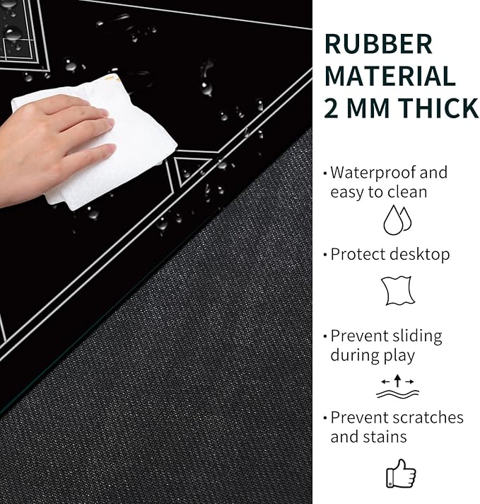 nuveti 24/31/39/47/55 inch Square Foldable 6-Player Texas Poker Card Tabletop Layout Portable Anti-Slip Rubber Board Game Mat Texas Hold'em Poker Mat for Family Game, Casino, Party
