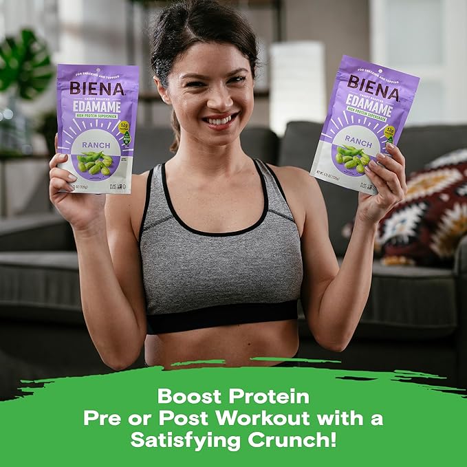 Biena Crispy Roasted Edamame Beans Snack ??High Protein Snack for Adults & Kids, 12g-13g Protein per Serving - Made with Avocado Oil ??Vegan, Low Carb, Gluten-Free ??3-Pack 4.75oz, Ranch