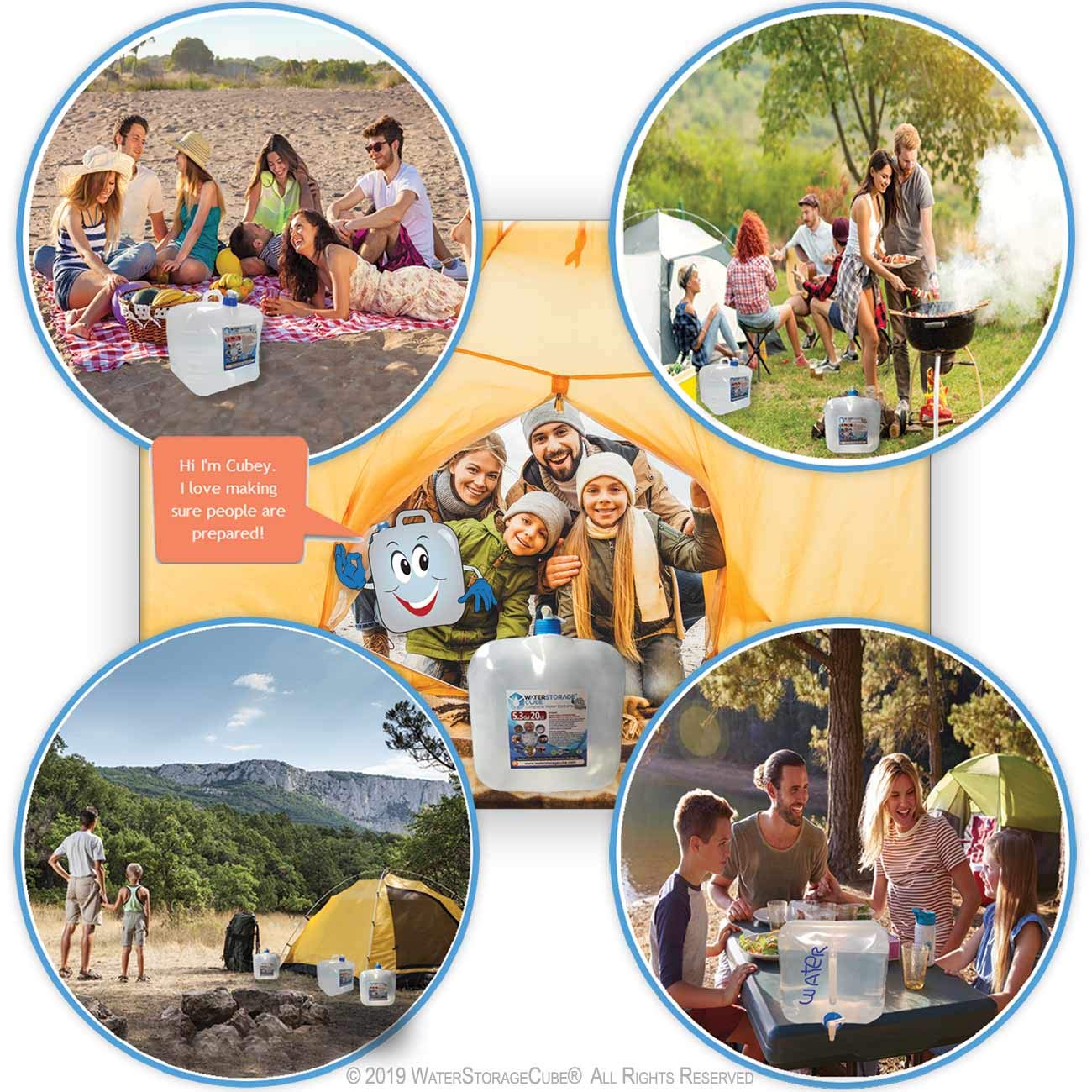 WaterStorageCube Collapsible Camping Water Container with Spigot, BPA Free