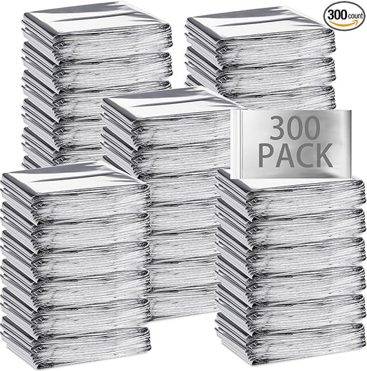 Macarrie Emergency Blanket Bulk - Survival Thermal Silver Foil Reflective Blankets Set Pack for Outdoors Shelter Space, Camping, Hiking, First Aid Supplies, Homeless Donations