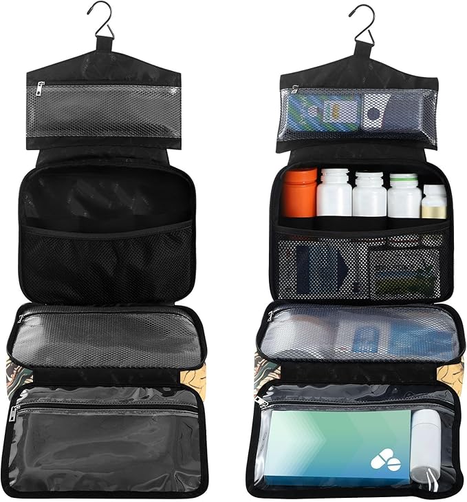 Fustylead Chinese Dragon Painting Empty Travel First Aid Bag Large Home Medication Bag with Zipper for Pills,Vitamin,Fish Oil,Supplements for Women and Men