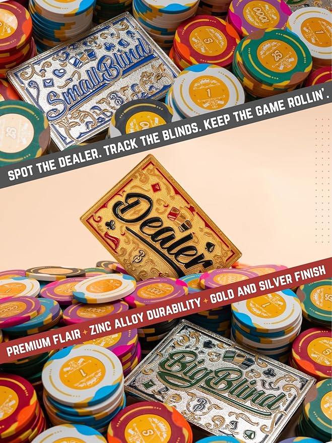 500 Piece Poker Set with Numbered Values - 14 Gram 40 mm Clay Poker Chips - Durable Carrying Case & Playing Cards - Features Dealer, Small Blind, and Big Blind Position Markers