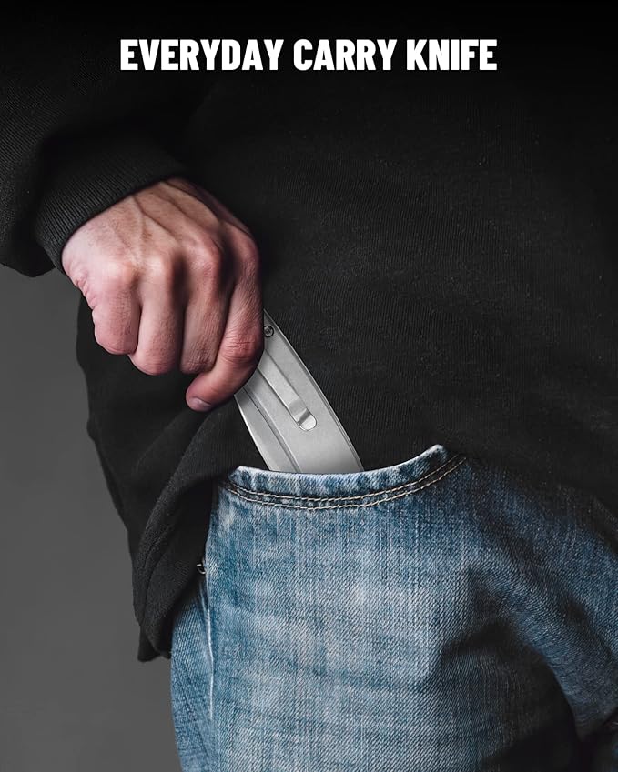 CJRB Folding Knife Pyrite (J1925) AR-RPM9 Balde and Stainless Steel Handle Button Lock EDC Pocket Knife with Clip Silver