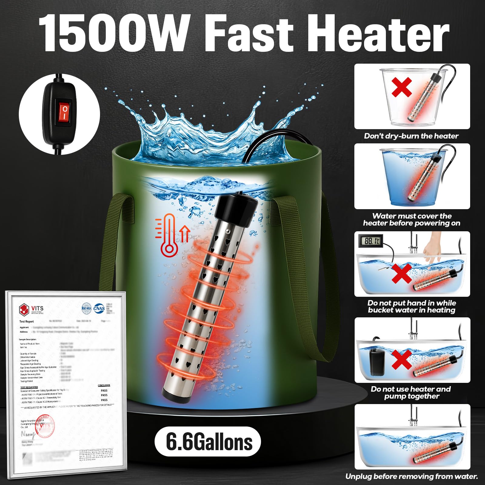 Motivekit™ Portable Camping Shower | 6.6 Gallons Foldable Bucket, 6000mAh Shower Pump, 6' 7" Shower