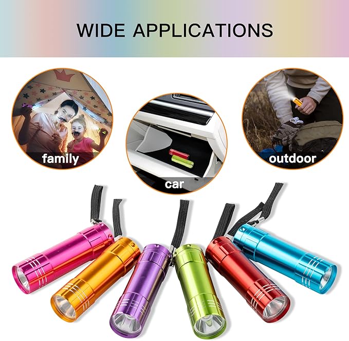 KunHe 6 Pack Stocking Stuffers Small Mini LED Flashlight Christmas Gifts Flashlights 100 Lumen with Battery Bright Camping Flash Light Gift to Halloween