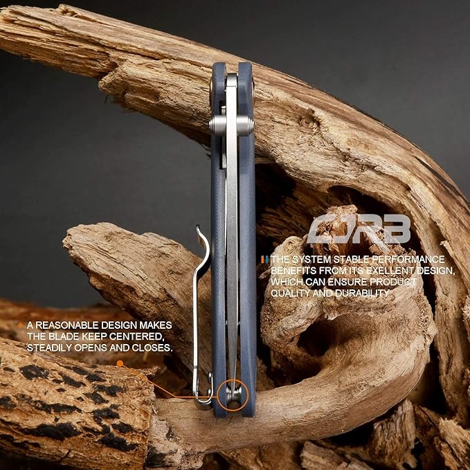 CJRB Folding Knife Feldspar Pocket Knife Stonewash D2 Steel Blade G10 Tactical Handle EDC Knife, Blue Handle-Small (J1912)