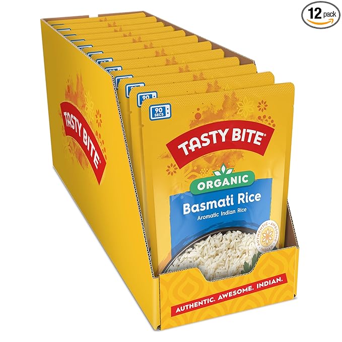 Tasty Bite Organic Basmati Rice, 8.8 Ounce, Pack of 12, Ready to Eat, Microwavable, Vegan, Gluten-Free