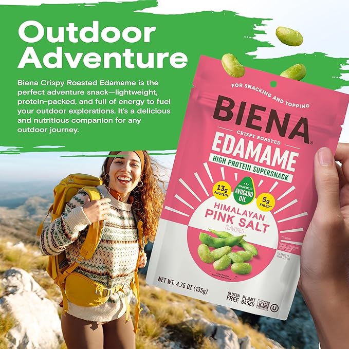 Biena Crispy Roasted Edamame Beans Snack ??High Protein Snack for Adults & Kids, 12g-13g Protein per Serving - Made with Avocado Oil ??Vegan, Low Carb, Gluten-Free ??3-Pack 4.75oz, Himalayan Pink Salt