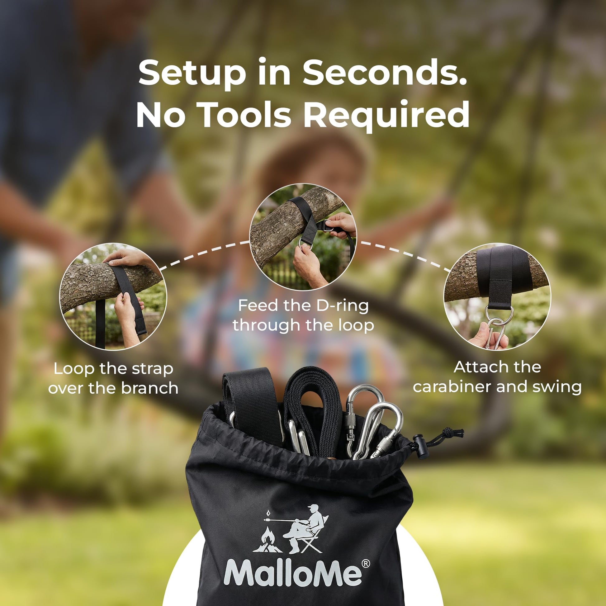 MalloMe Tree Swing Straps & Hammock Straps for Trees – Multi-Purpose Hanging Kit, Heavy Duty