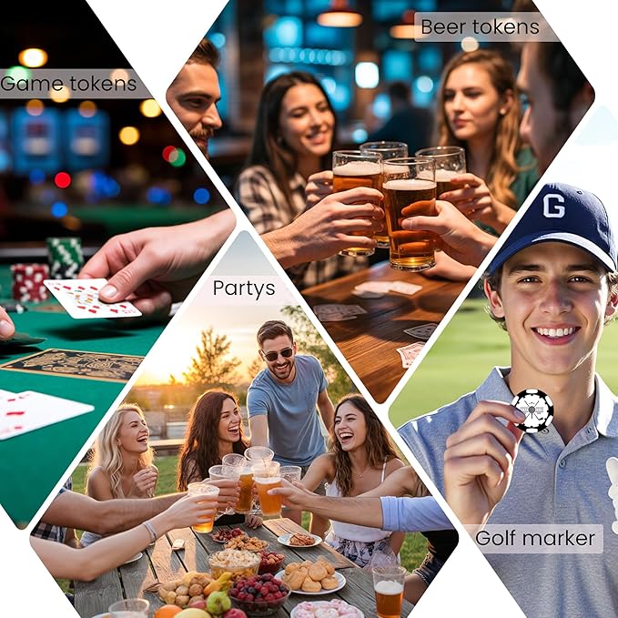 50-500Pcs Custom Clay Poker Chips,Heavy 11.5g, 8 Colors!Full Color Print Your Own Logo,Text or Design, Personalized Poker Set for Bar Drink Tokens, Golf Clubs, Party Games,Business Card