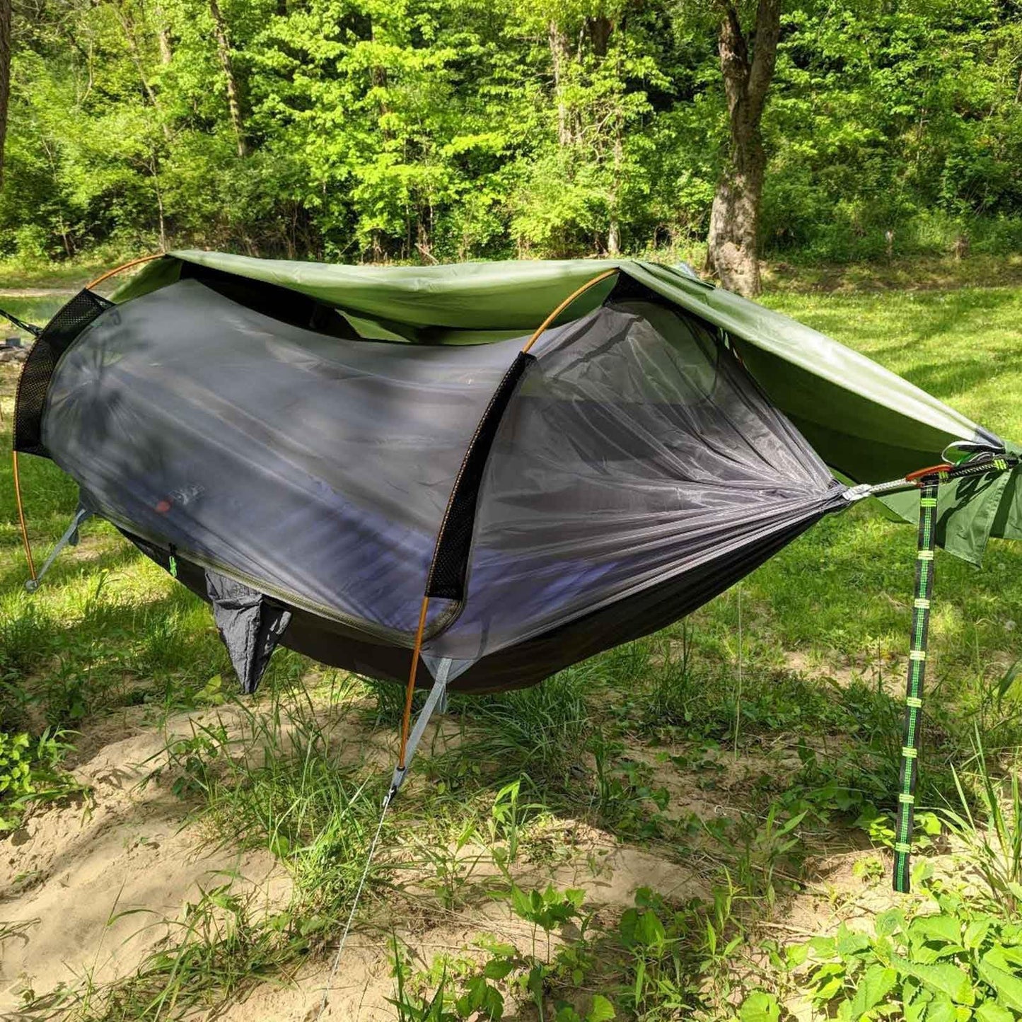 Rivenlo Camping Hammock Tent with Mosquito Net & RainFly, 3 in 1 Waterproof Portable Sleeping