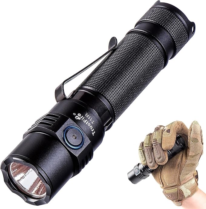 TrustFire T11R Rechargeable LED Tactical Flashlight, 1800 Lumens, Waterproof, Dual Switch, 22 Hours Battery Life