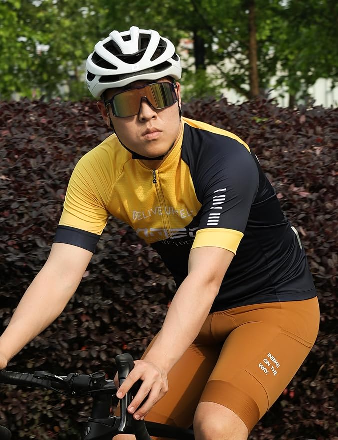 LAMEDA Men's Cycling Jersey Breathable Lightweight Bike Jersey Short Sleeve Quick Dry Moisture Wicking Biking Shirts