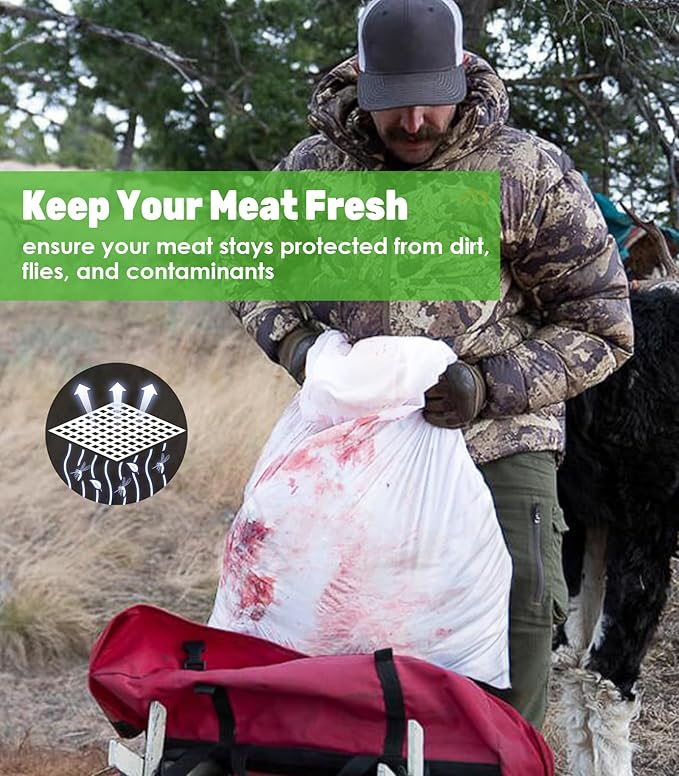 Elk Game Bags 5 Pack, Essential Hunting Gear & Accessories, Field Dressing Quarter Meat Bag, Medium to Large Wild Hunting Gear Bag for Elk, Deer, Caribou,and Moose